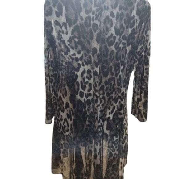 Ali Miles Flowing Leopard Print Cardigan Women's Size Small Open Front Long - Picture 7 of 12